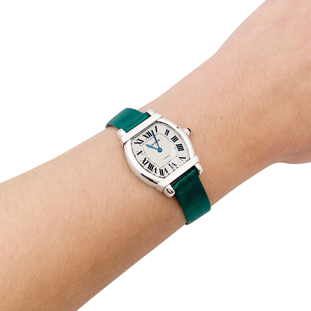 Cartier watch, "Chinese Turtle", platinum, white gold, satin.