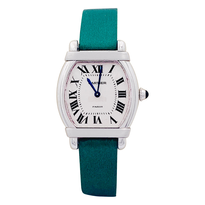 Cartier watch, "Chinese Turtle", platinum, white gold, satin.