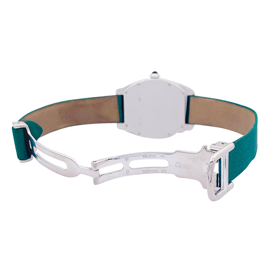 Cartier watch, "Chinese Turtle", platinum, white gold, satin.