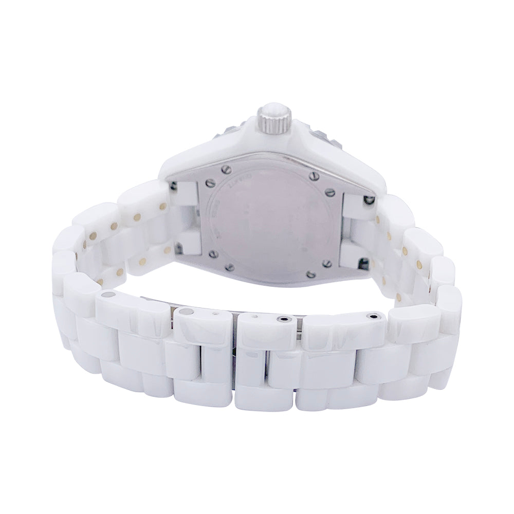Chanel watch, "J12", white ceramic with diamond indexes