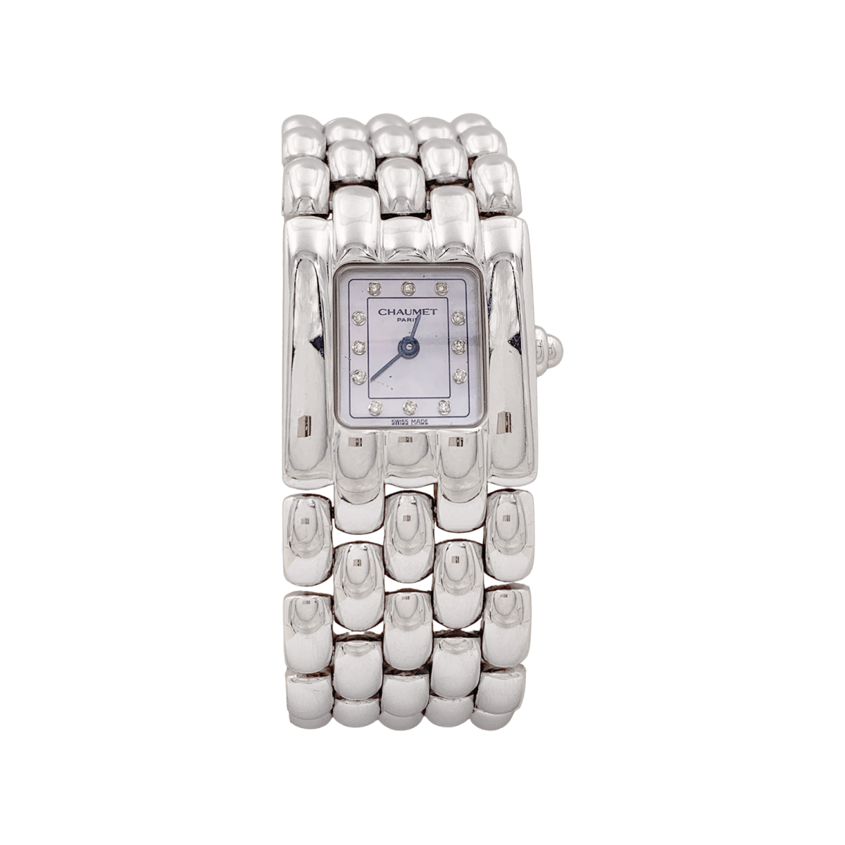 Montre Chaumet modèle "Khésis" en acier, nacre. - Maison Eloe