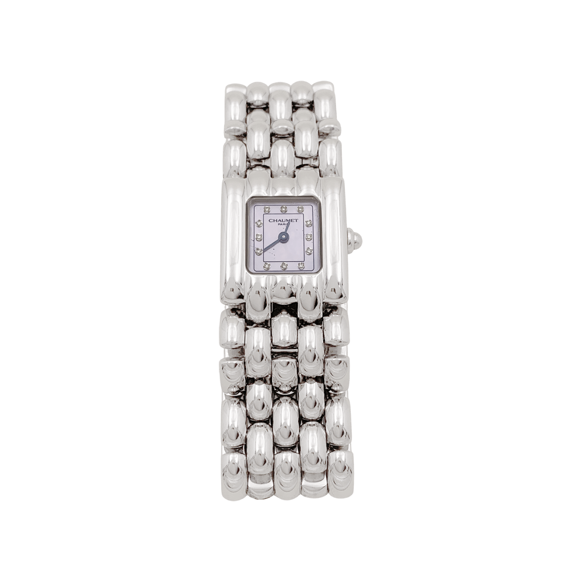 Montre Chaumet modèle "Khésis" en acier, nacre. - Maison Eloe