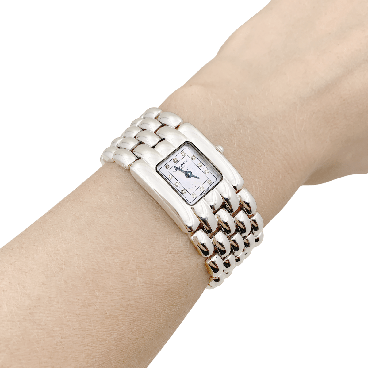 Montre Chaumet modèle "Khésis" en acier, nacre. - Maison Eloe