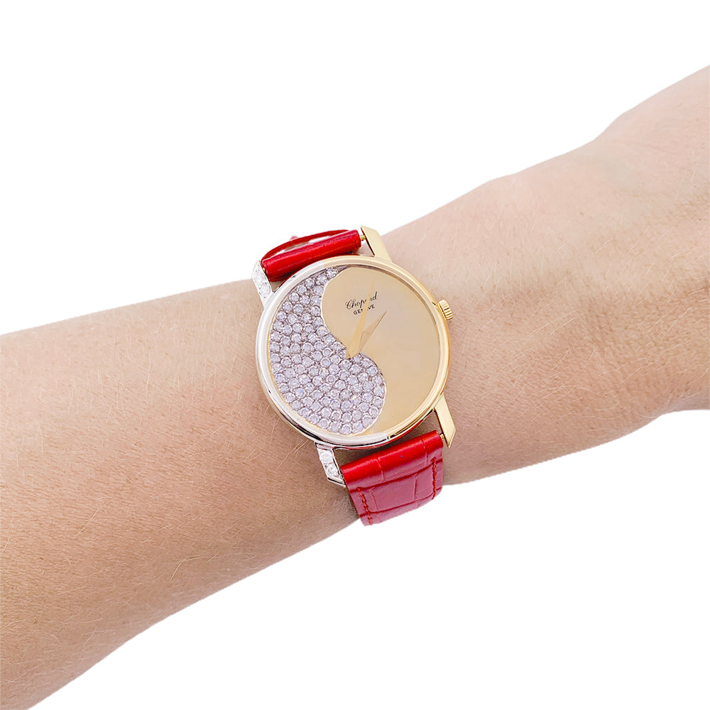 Chopard watch, yellow gold, white gold, diamonds.