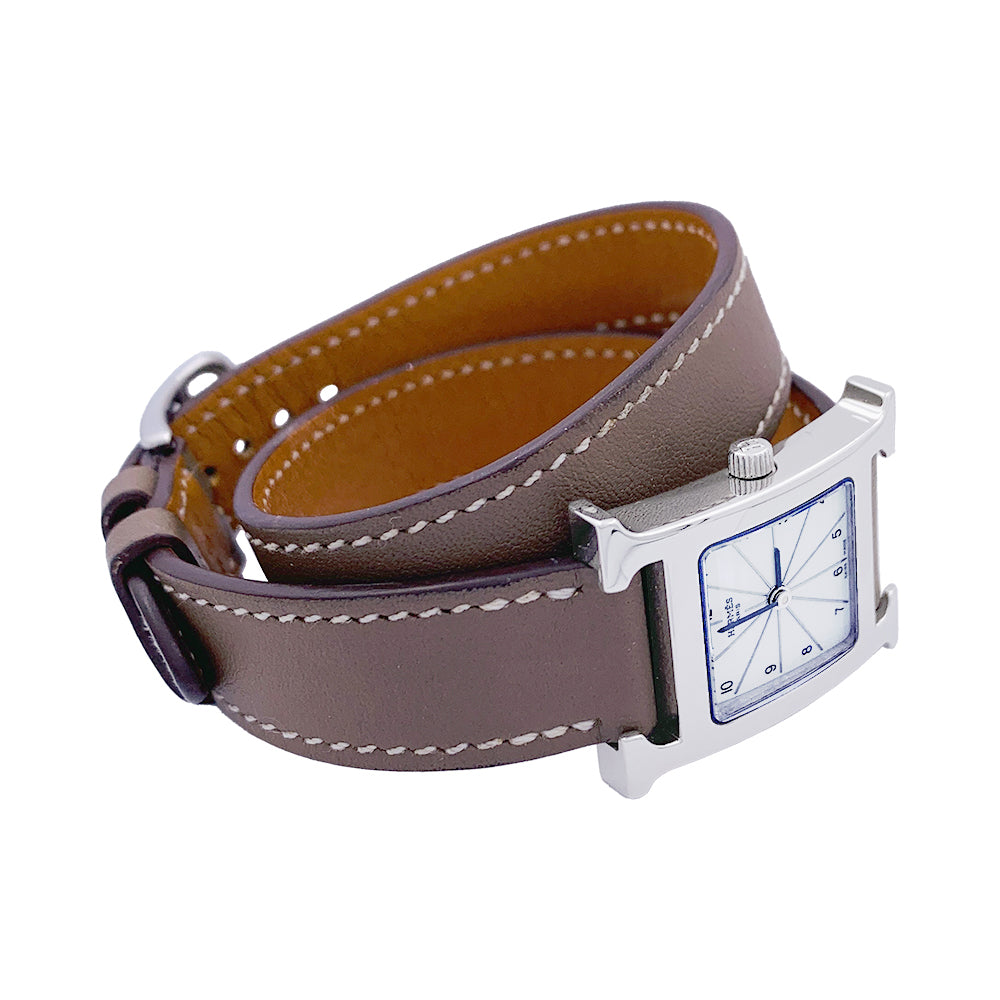 Hermès watch, "Heure H", steel on leather.