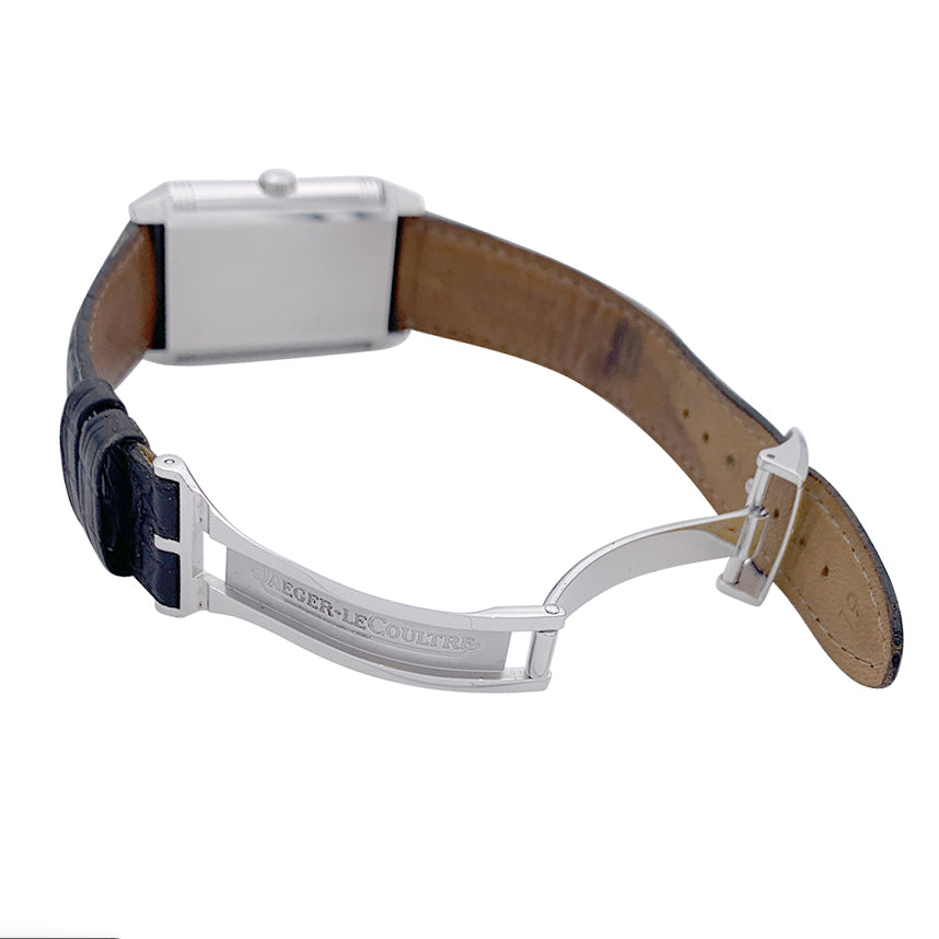 Montre Jaeger Lecoultre, "Reverso Classique", acier, cuir.