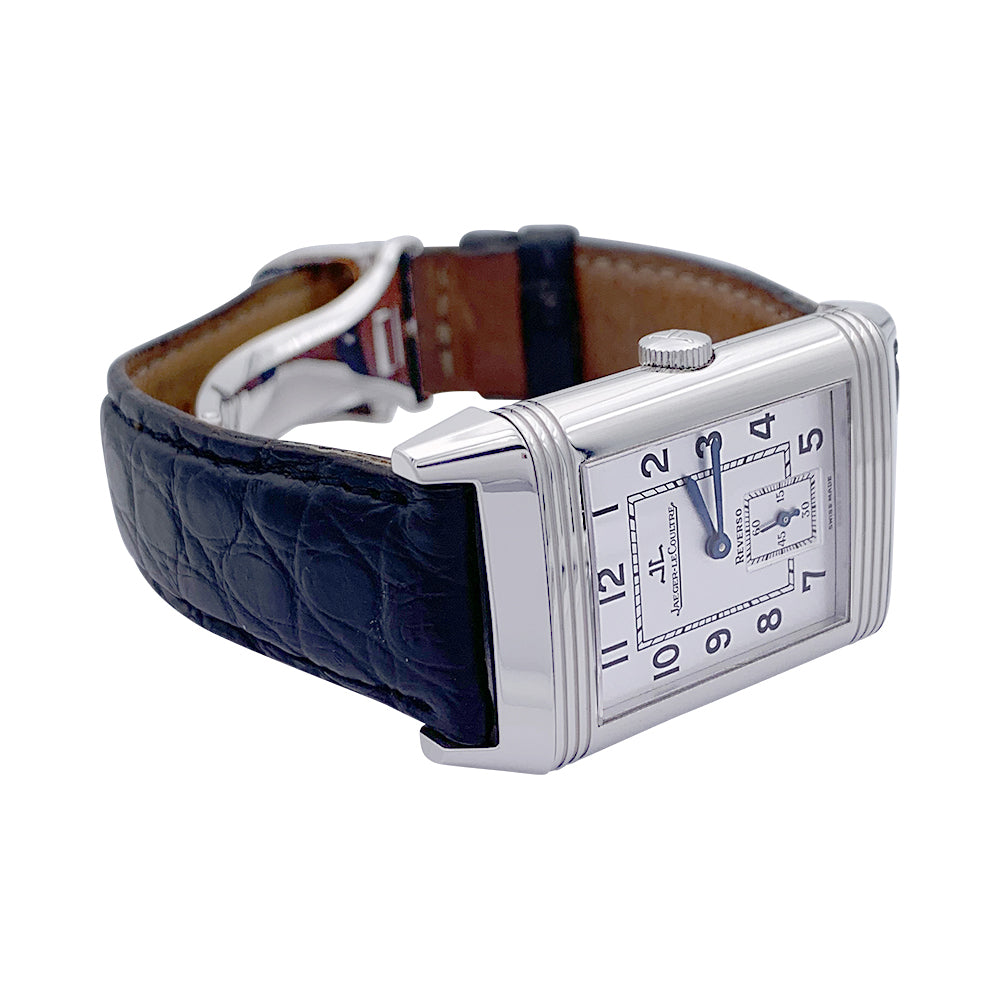 Montre Jaeger Lecoultre, "Reverso Classique", acier, cuir.