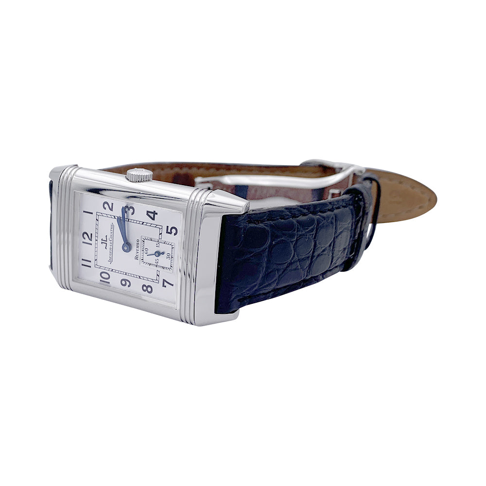 Montre Jaeger Lecoultre, "Reverso Classique", acier, cuir.
