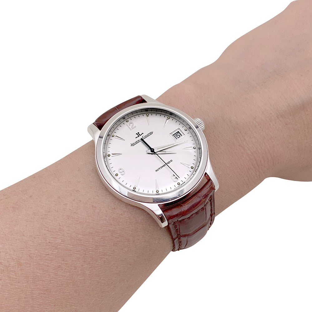 Montre Jaeger Lecoultre, "Master Control", acier, cuir.