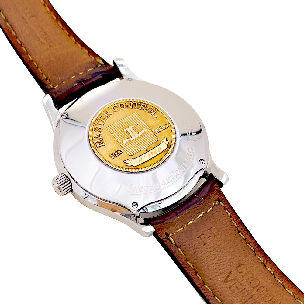Montre Jaeger Lecoultre, "Master Control", acier, cuir.