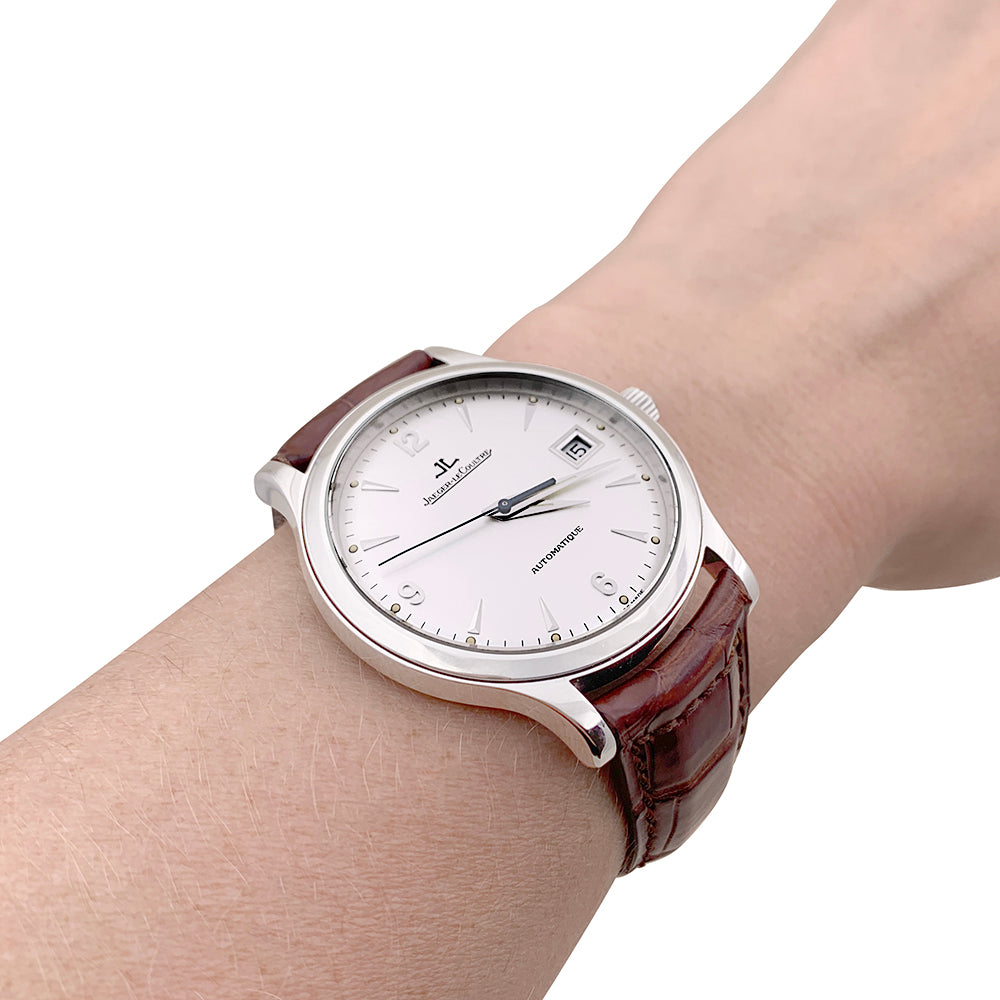 Montre Jaeger Lecoultre, "Master Control", acier, cuir.