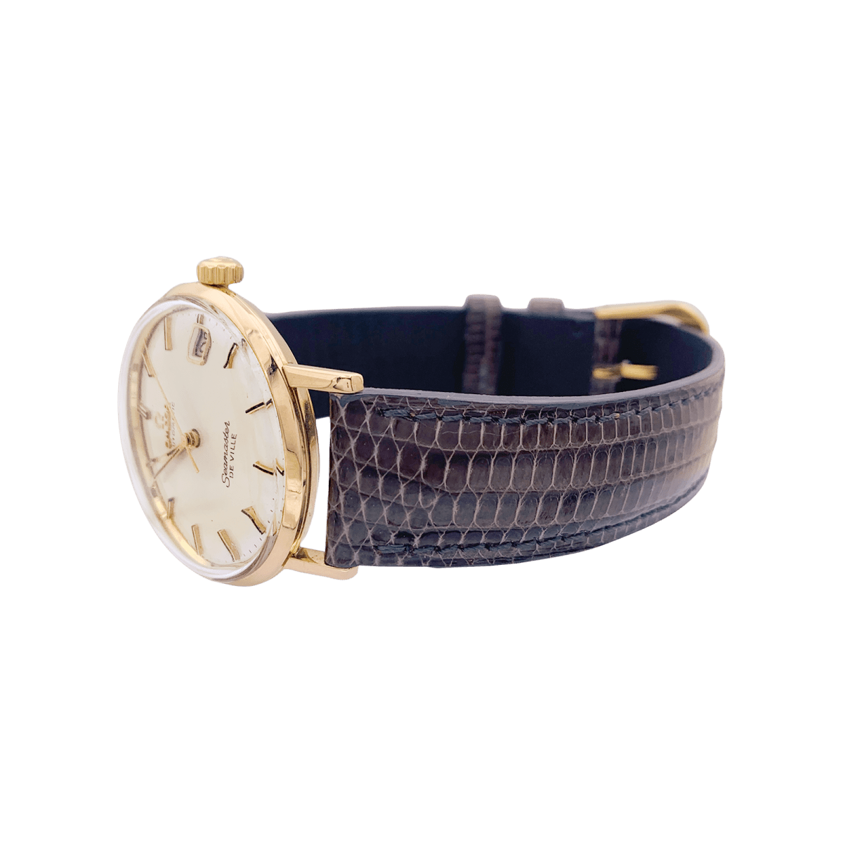 Montre Omega, "Seamaster De Ville" or rose, cuir. - Maison Eloe
