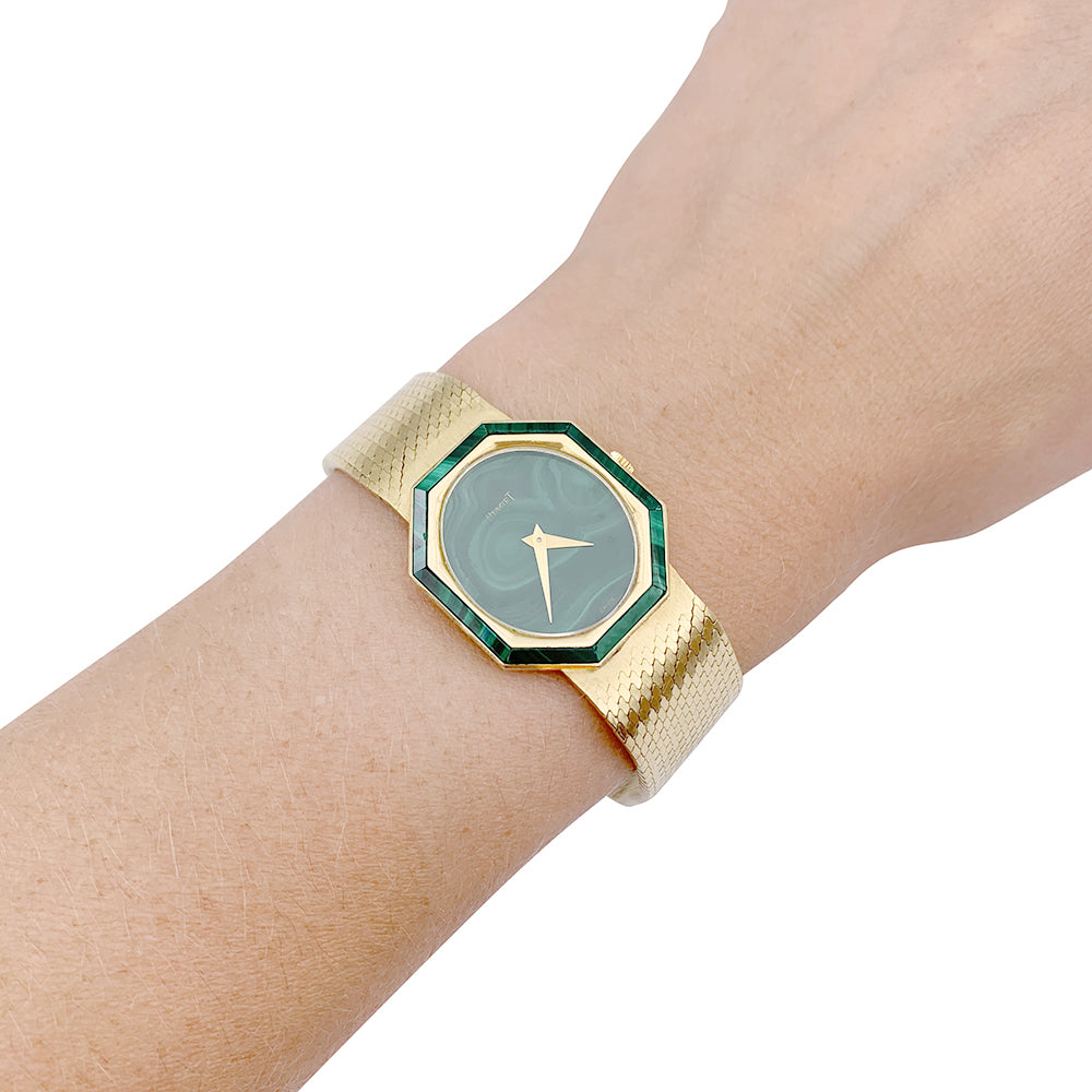 Piaget x Jean Eté watch, yellow gold, malachite.