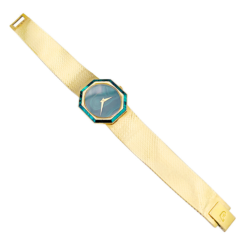 Piaget x Jean Eté watch, yellow gold, malachite.