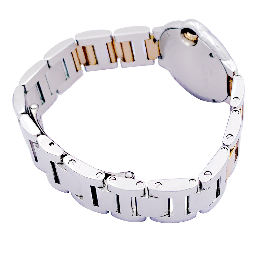 Cartier watch, "Ballon Bleu de Cartier", steel, pink gold, diamonds.