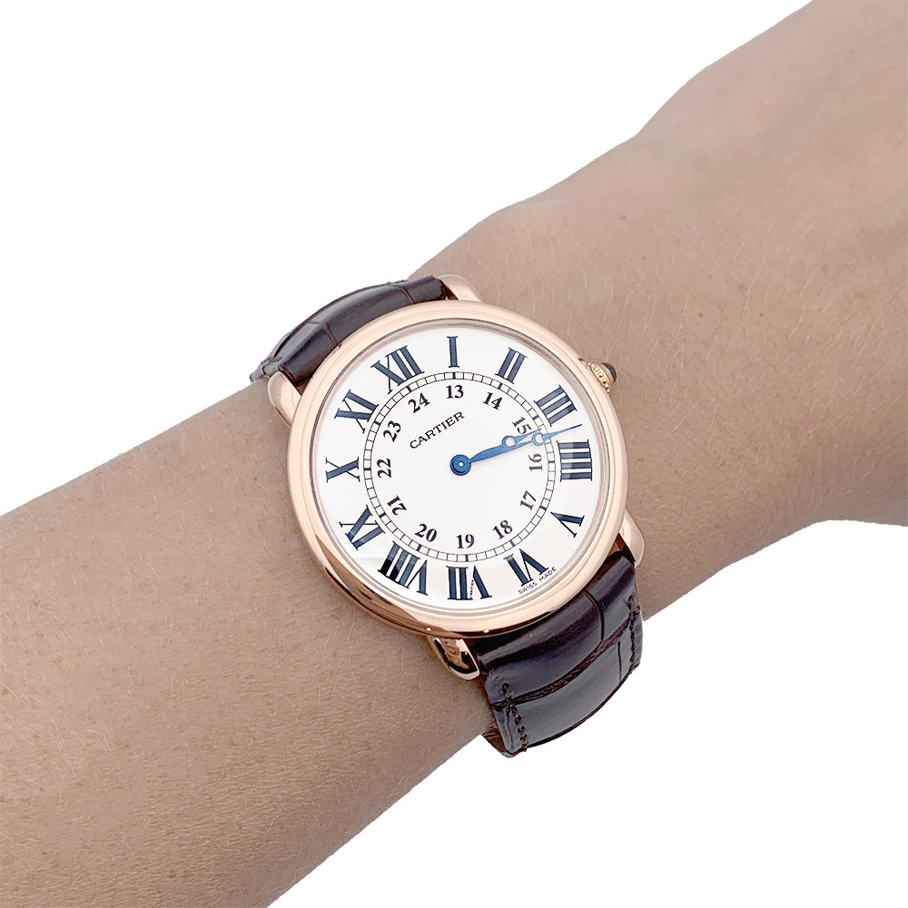 Cartier watch, "Ronde Louis Cartier", pink gold, leather.
