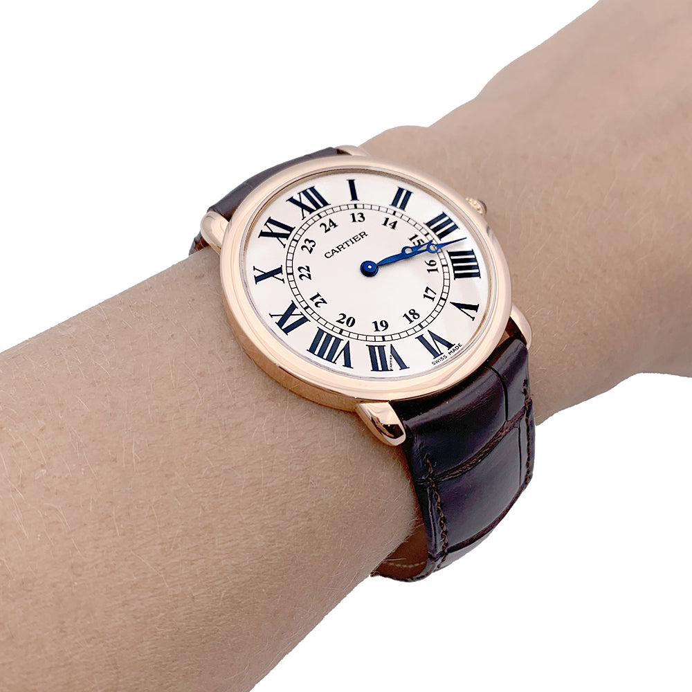 Cartier watch, "Ronde Louis Cartier", pink gold, leather.