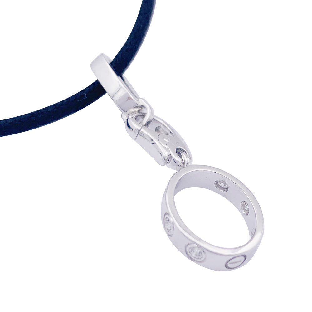 Pendentif Cartier "Love", or blanc, diamants.
