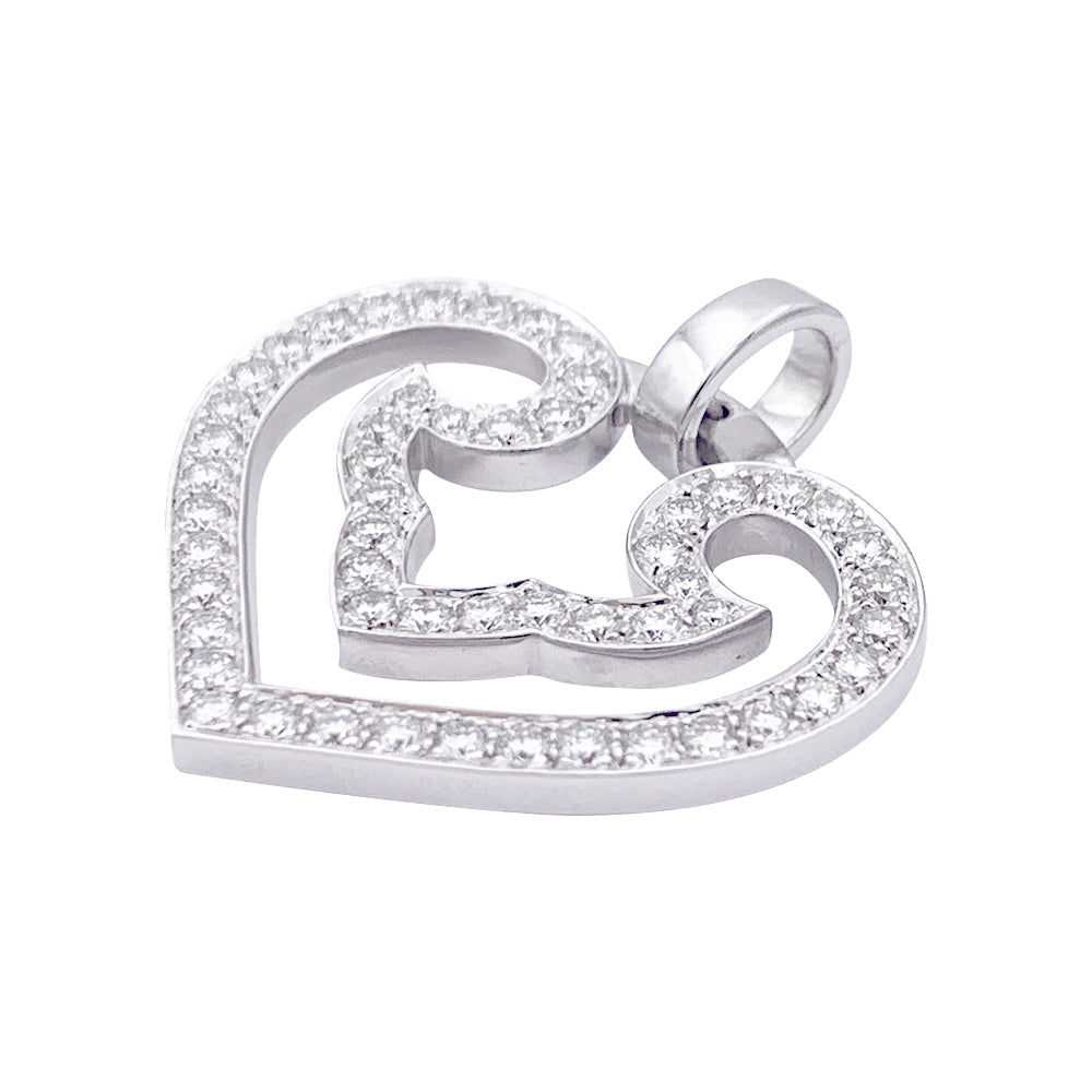 Pendentif O.J. Perrin, "Coeur Légende", or blanc, diamants.