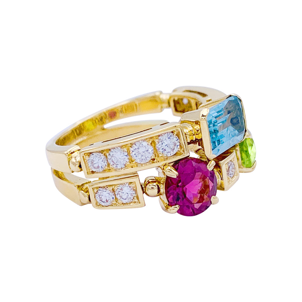 Bague Bulgari, "Allegra", or jaune, diamants, pierres de couleurs.