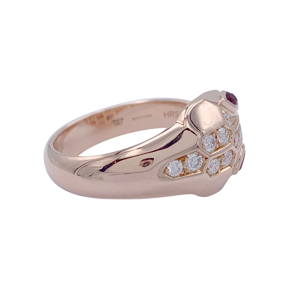 Bague Bulgari, "Serpenti, or rose, diamants, rubellites.