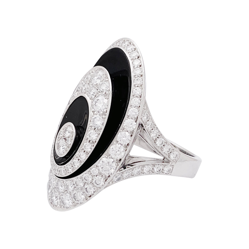 Cartier ring, "Hypnose", white gold, diamonds, black ceramic.