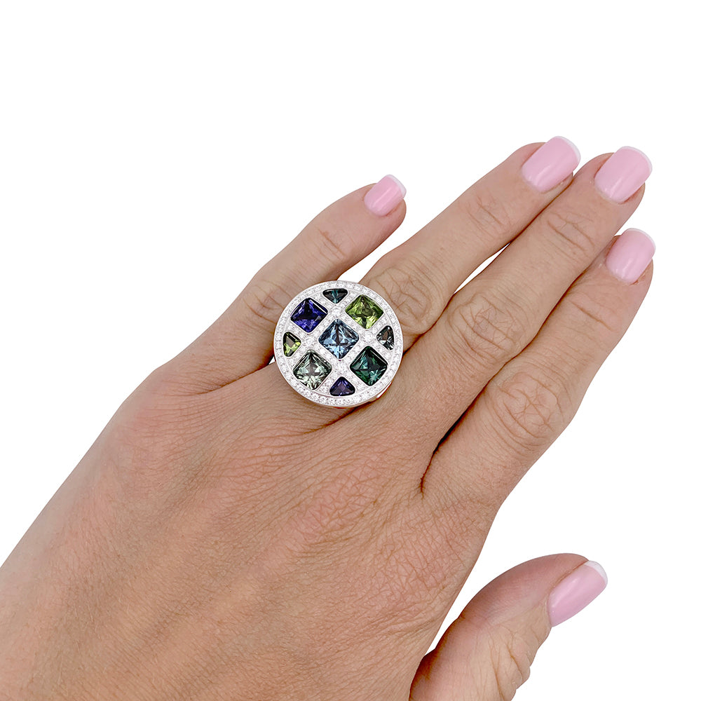 Cartier ring, "Pasha", in white gold, fine stones, diamonds.