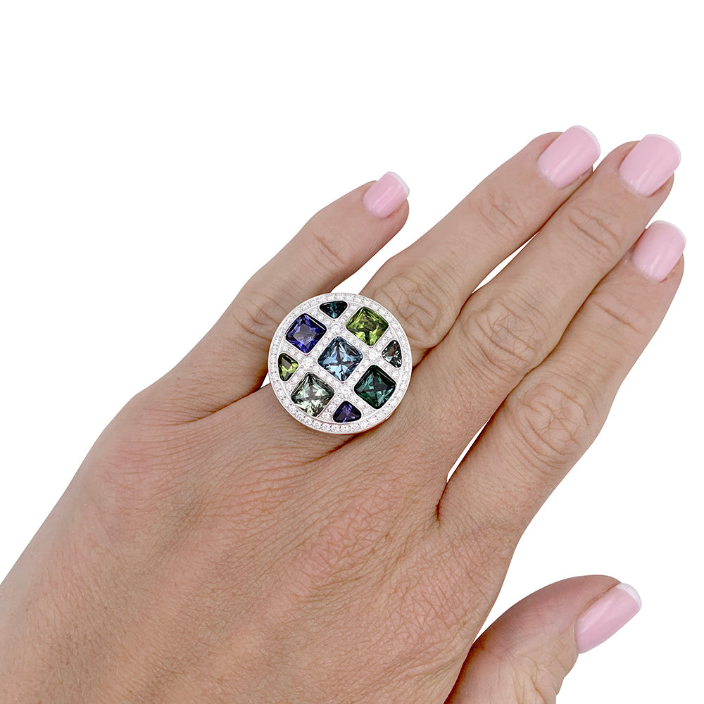 Cartier ring, "Pasha", in white gold, fine stones, diamonds.