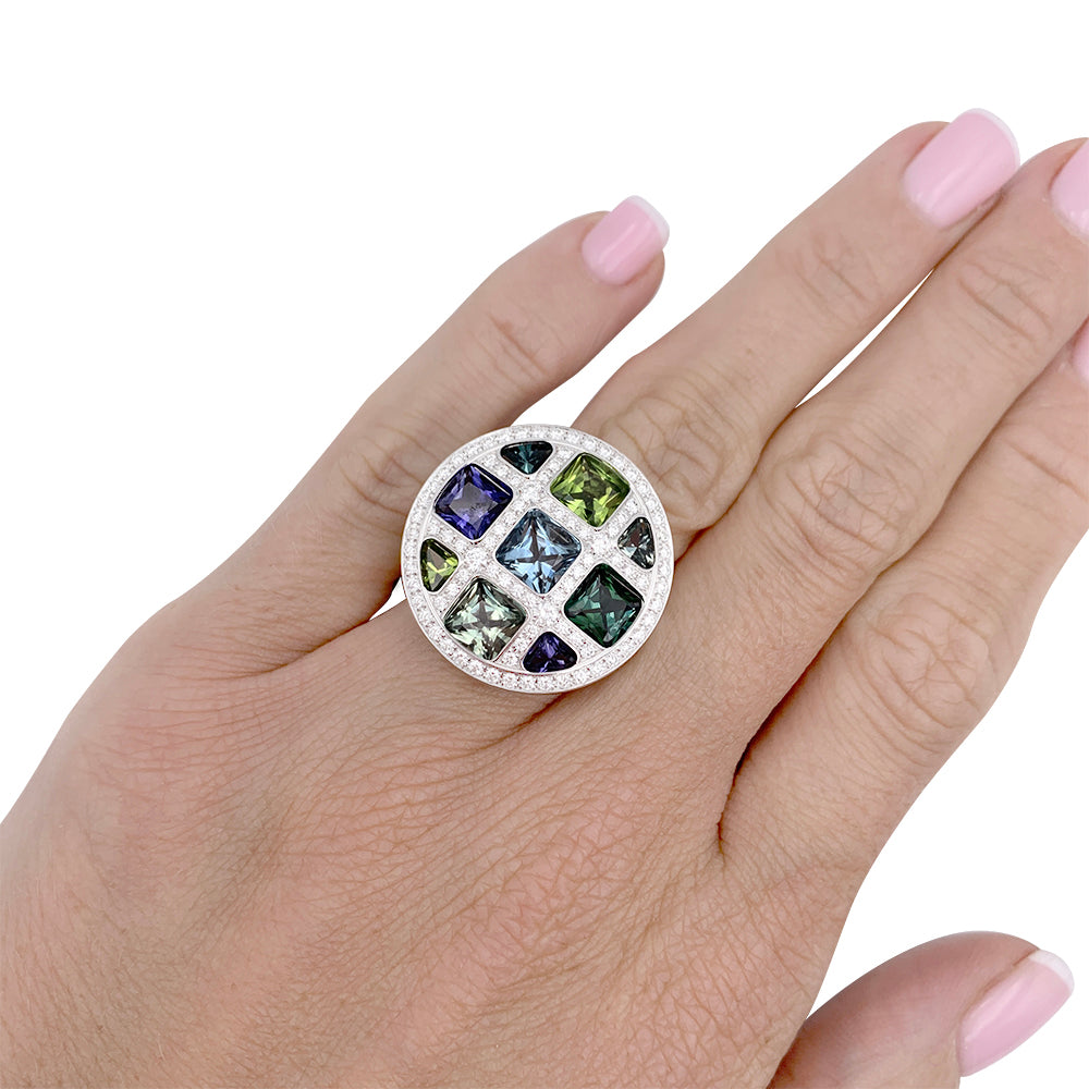 Cartier ring, "Pasha", in white gold, fine stones, diamonds.