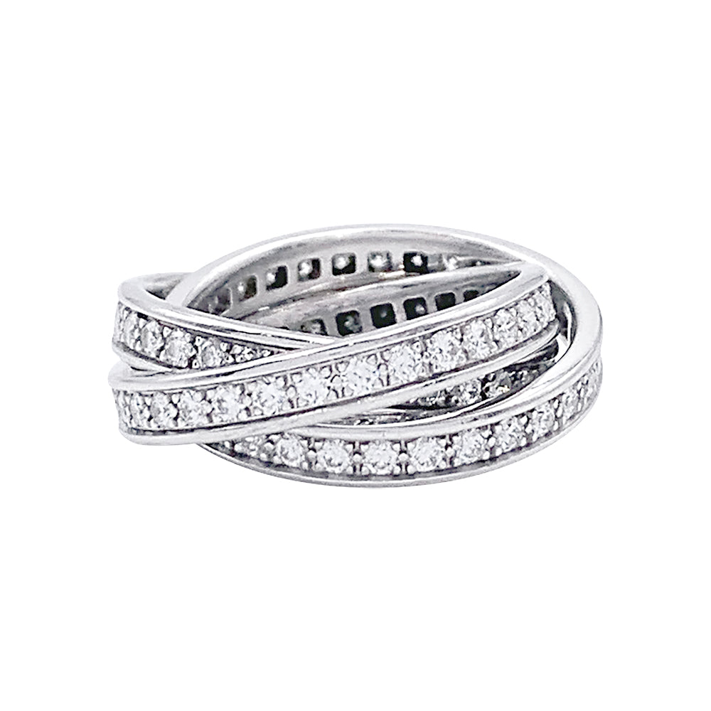 Bague Cartier, "Trinity", en or blanc et diamants.