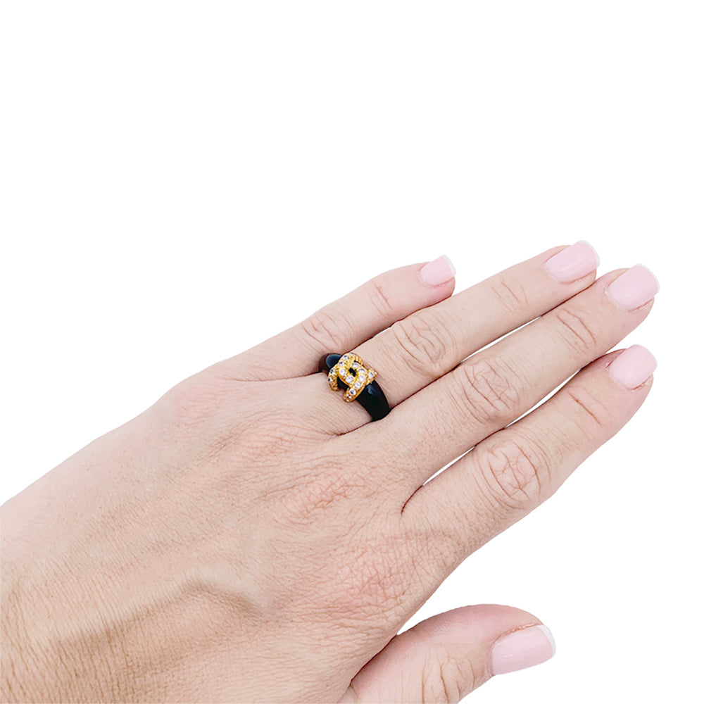 Cartier ring, "Double C", yellow gold, onyx, diamonds.