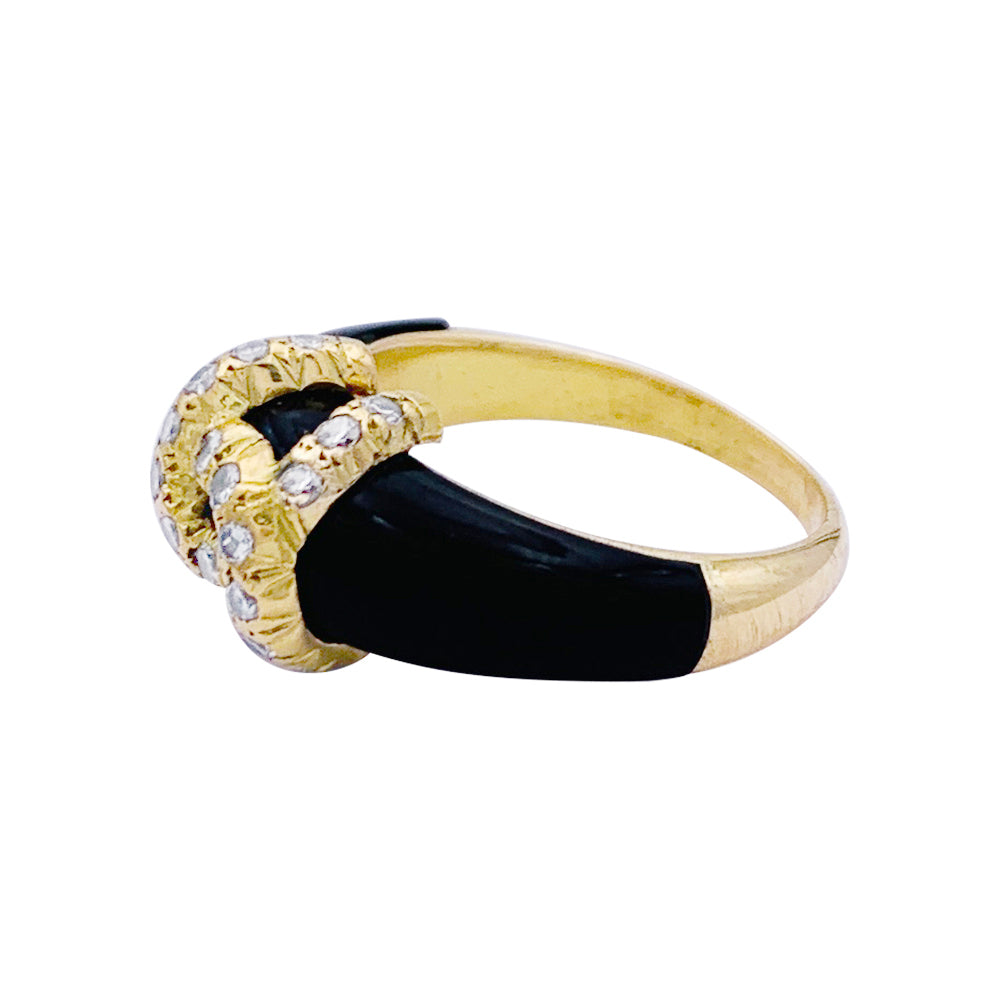 Bague Cartier, "Double C", or jaune, onyx, diamants.