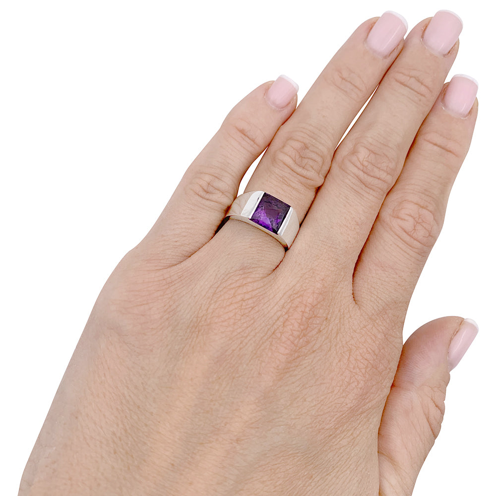 Cartier ring, "Tank", white gold, amethyst.