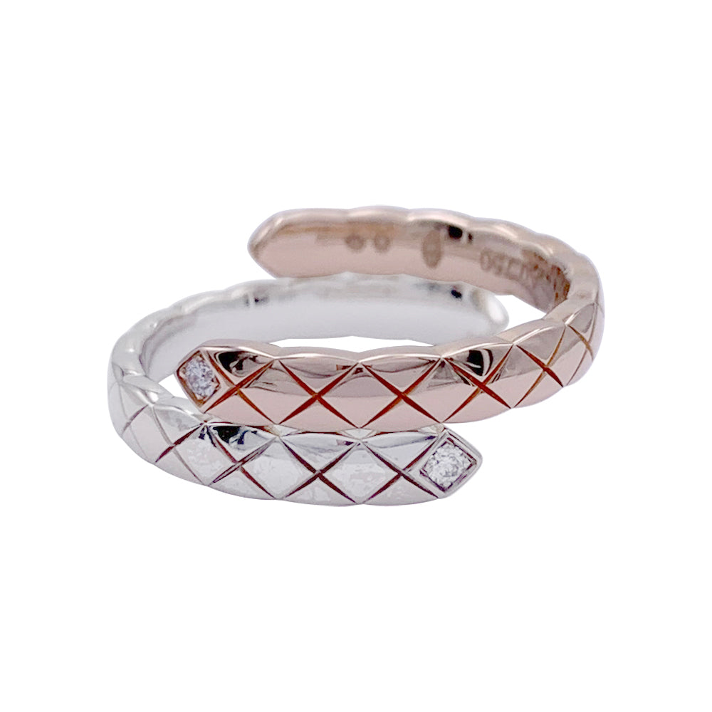 Bague Chanel, "Coco Crush Toi et Moi", or blanc, or rose, diamants.