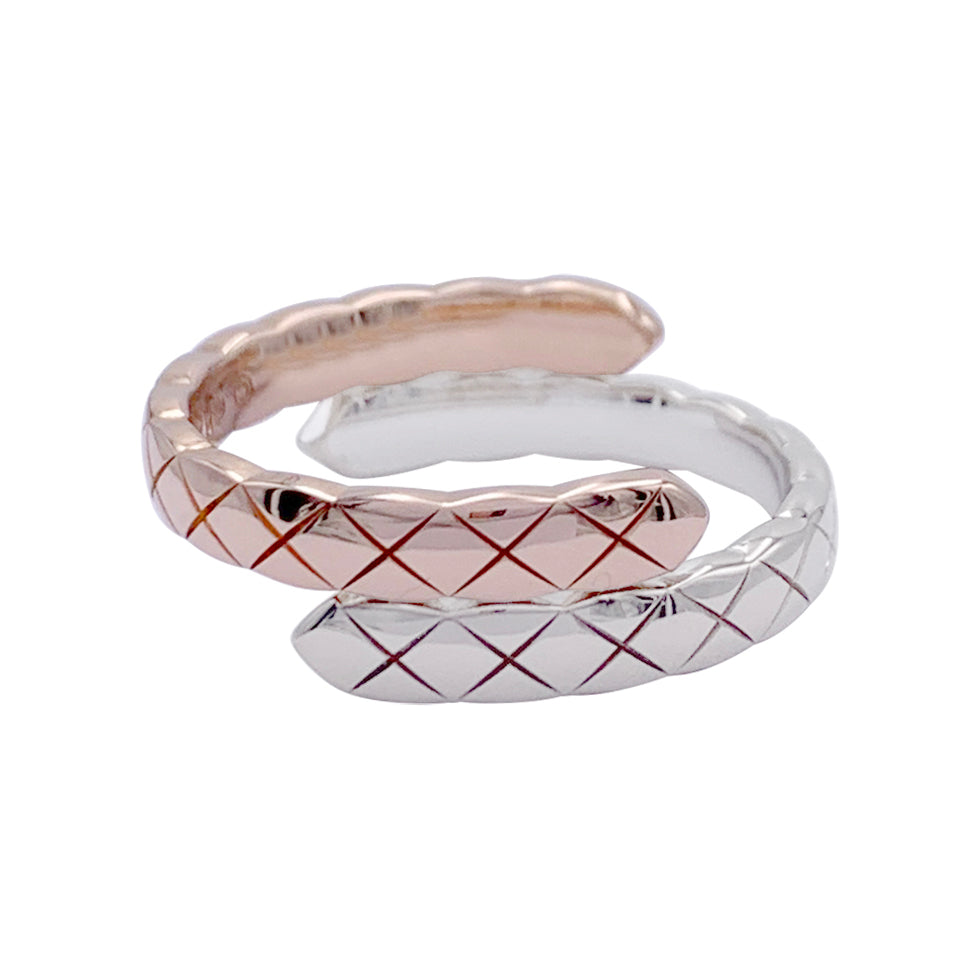 Chanel ring, "Coco Crush Toi et Moi", white gold, pink gold, diamonds.