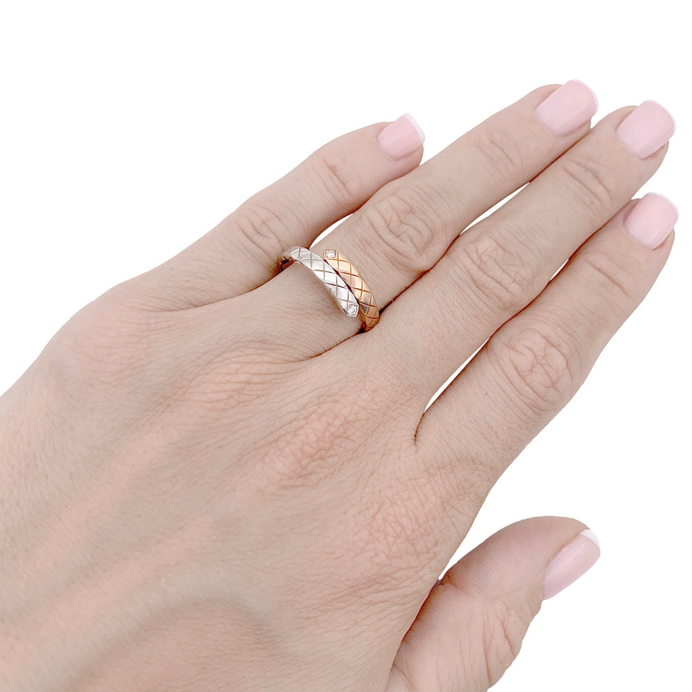 Chanel ring, "Coco Crush Toi et Moi", white gold, pink gold, diamonds.