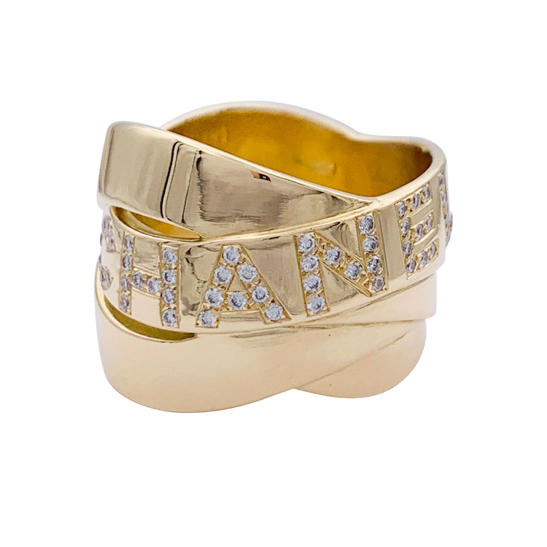 Bague Chanel, "Bolduc Signature", or jaune, diamants.