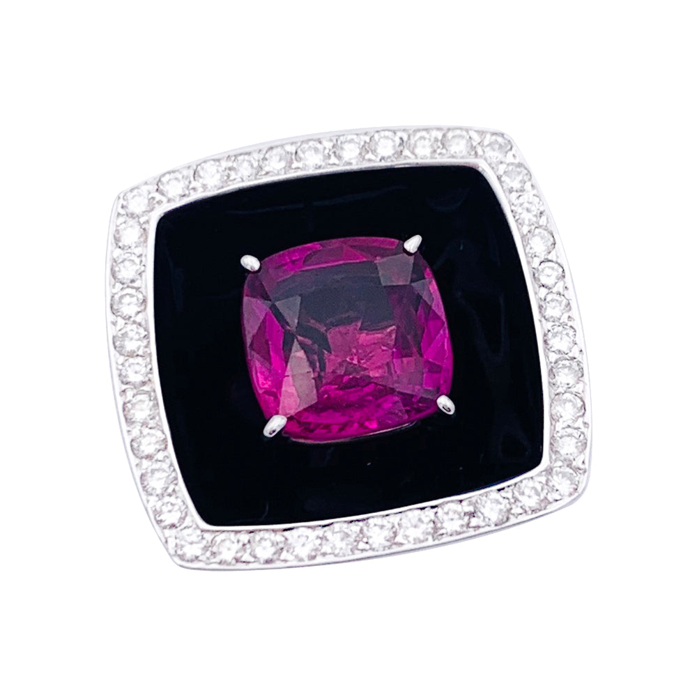 Chanel ring, "Nuit Noire", white gold, pink sapphire, diamonds, enamel.