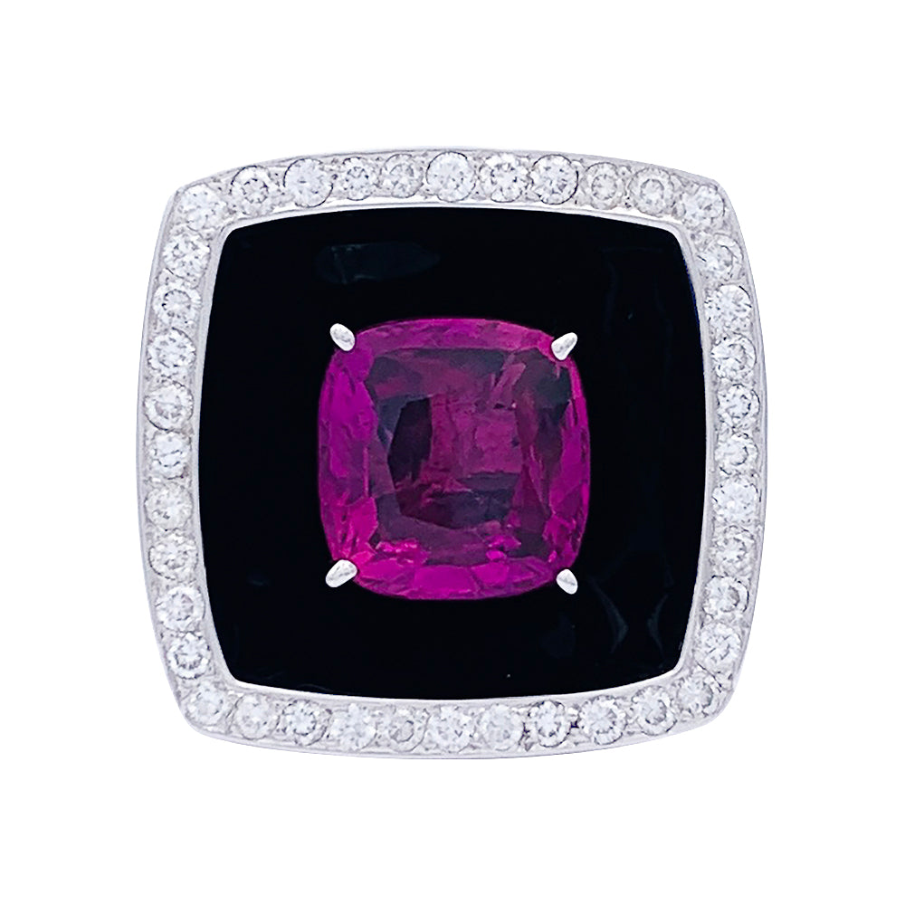 Chanel ring, "Nuit Noire", white gold, pink sapphire, diamonds, enamel.