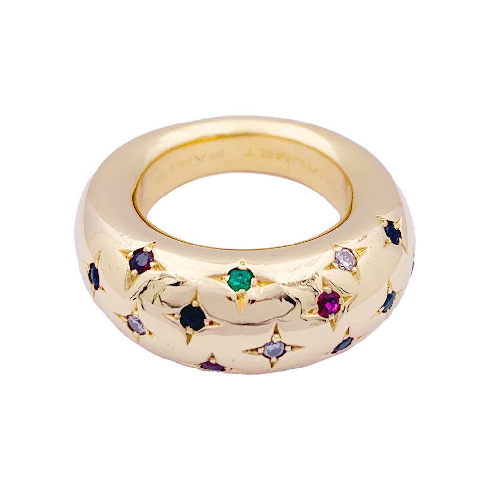 Chaumet ring, "Anneau", yellow gold, colored gems.