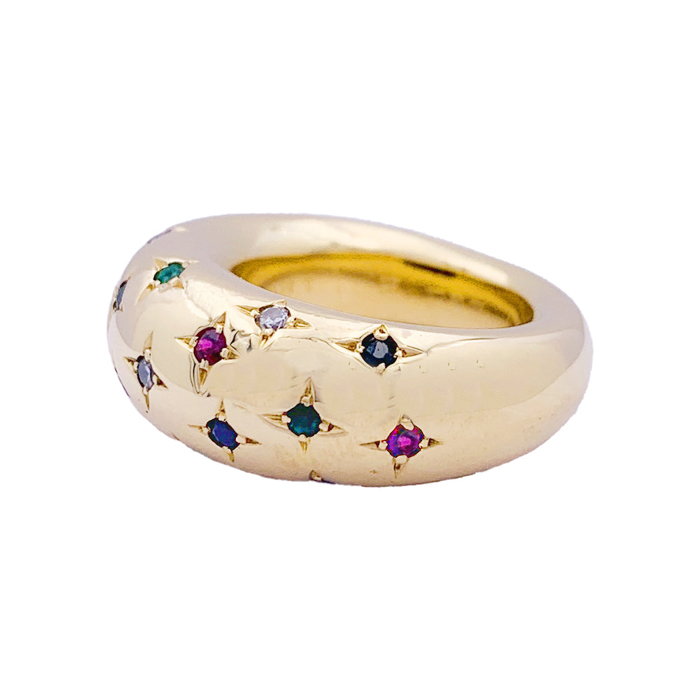 Chaumet ring, "Anneau", yellow gold, colored gems.
