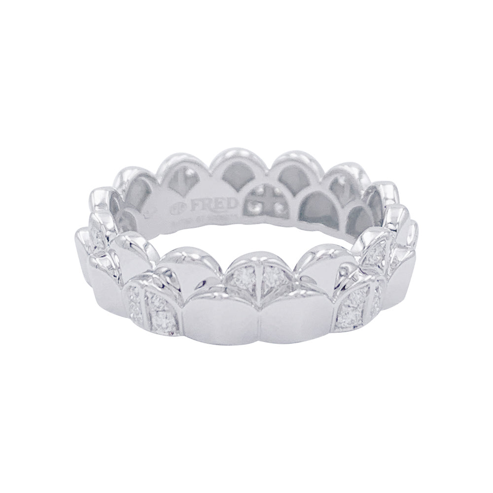 Fred ring, "Une Ile d'or", white gold, diamonds.