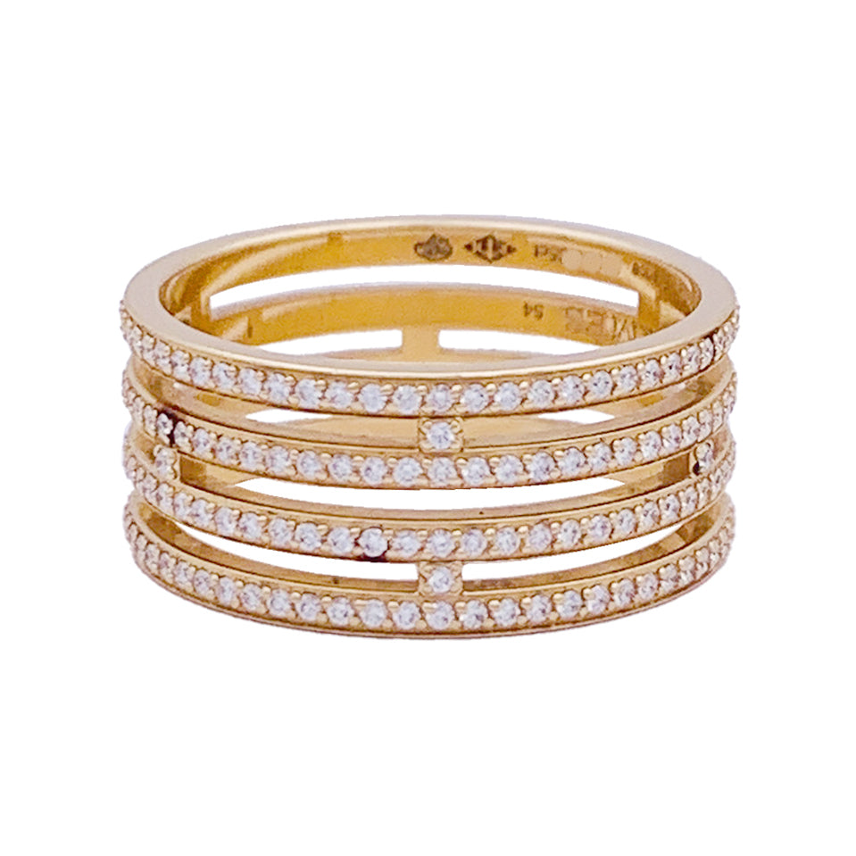 Bague Hermès, "Ariane", or rose, diamants.
