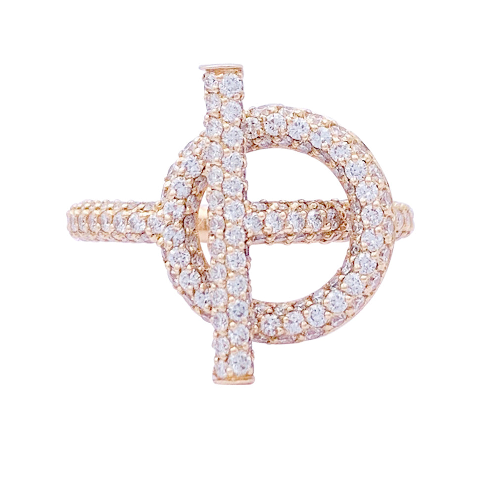 Bague Hermès "Echappée Hermès" or rose, diamants.