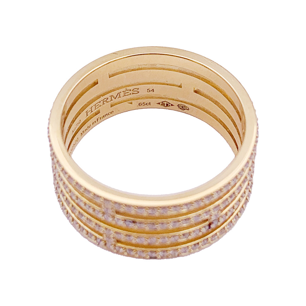 Bague Hermès, "Ariane", or rose, diamants.