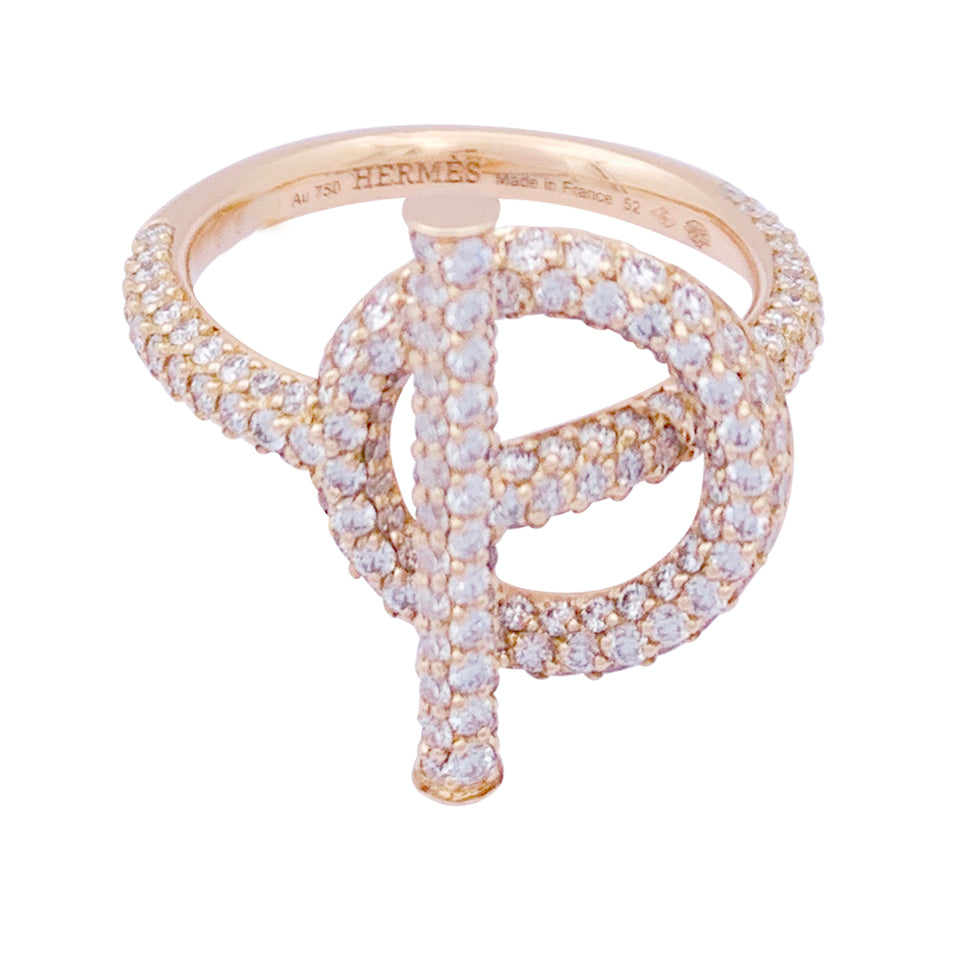 Bague Hermès "Echappée Hermès" or rose, diamants.