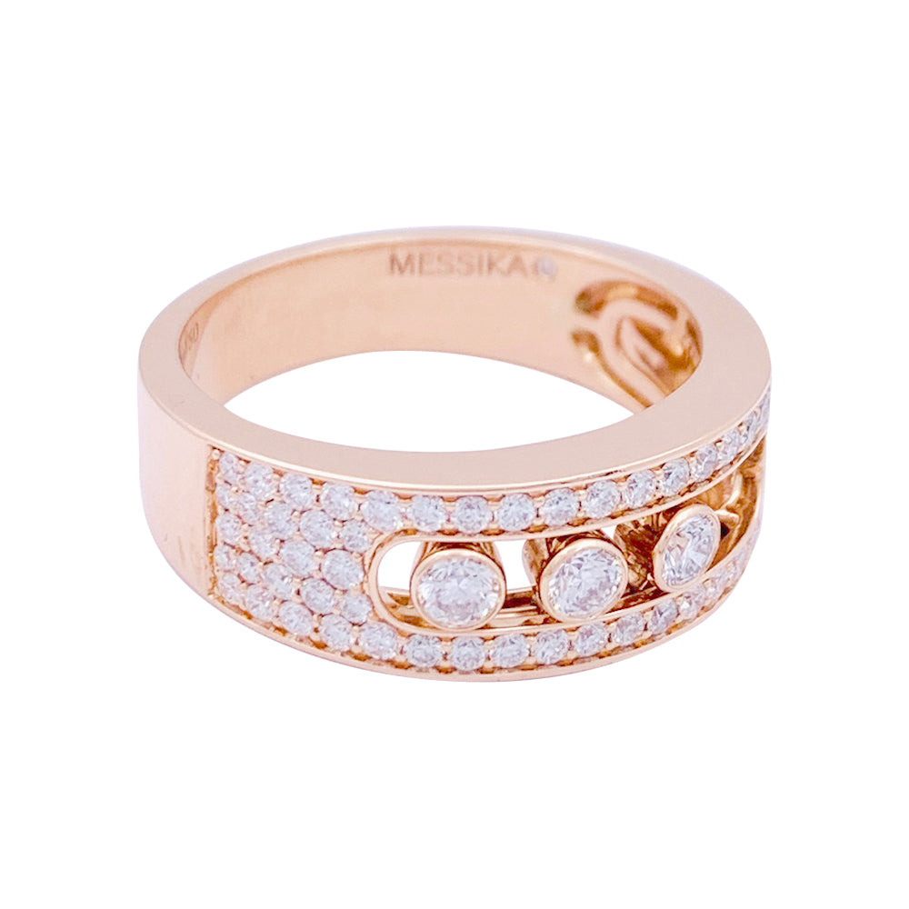 Bague Messika, "Move Joaillerie Pavée", or rose, diamants.
