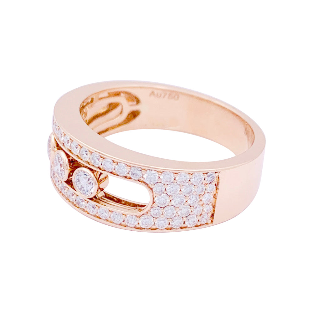 Messika ring, "Move Joaillerie Pavée", pink gold, diamonds.