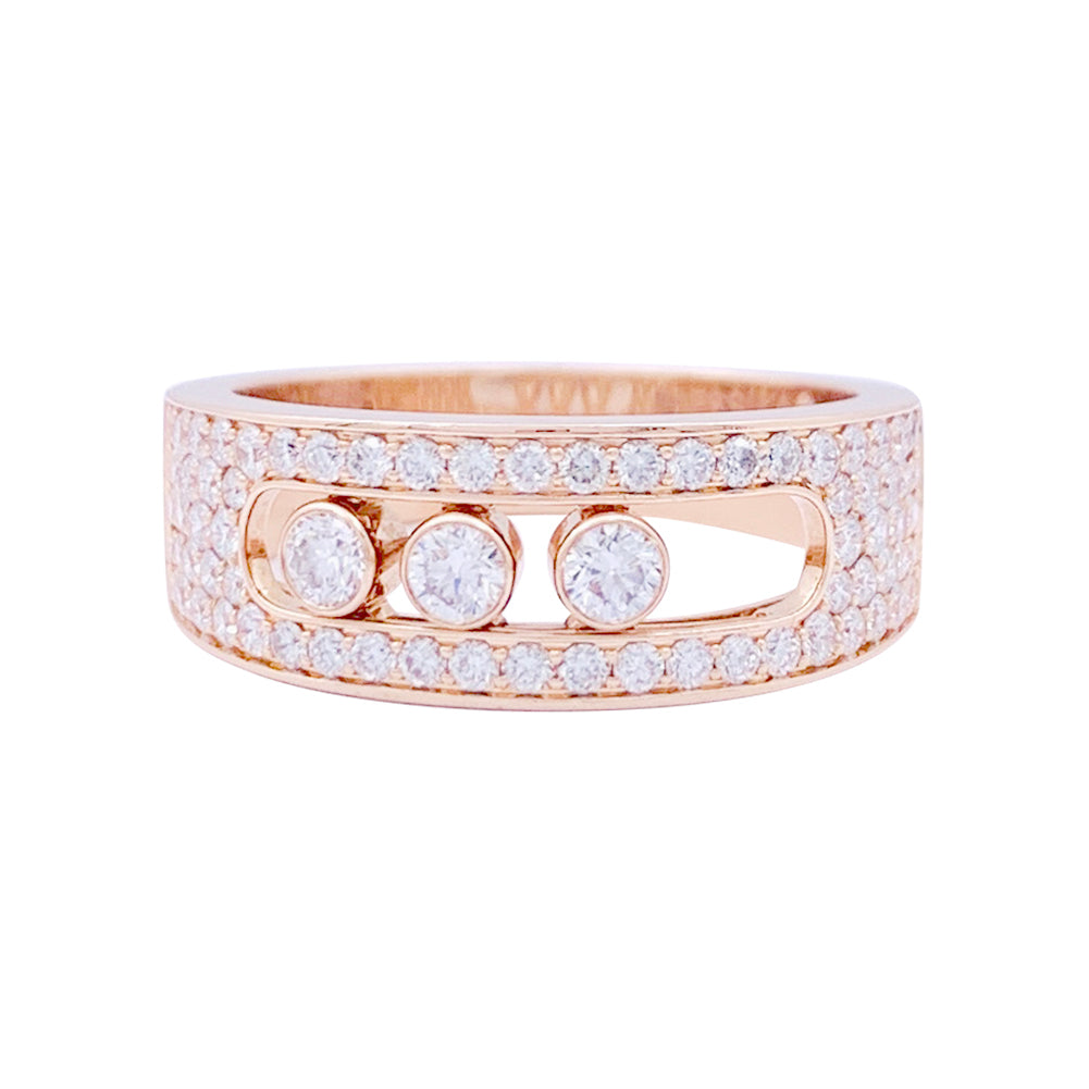Bague Messika, "Move Joaillerie Pavée", or rose, diamants.