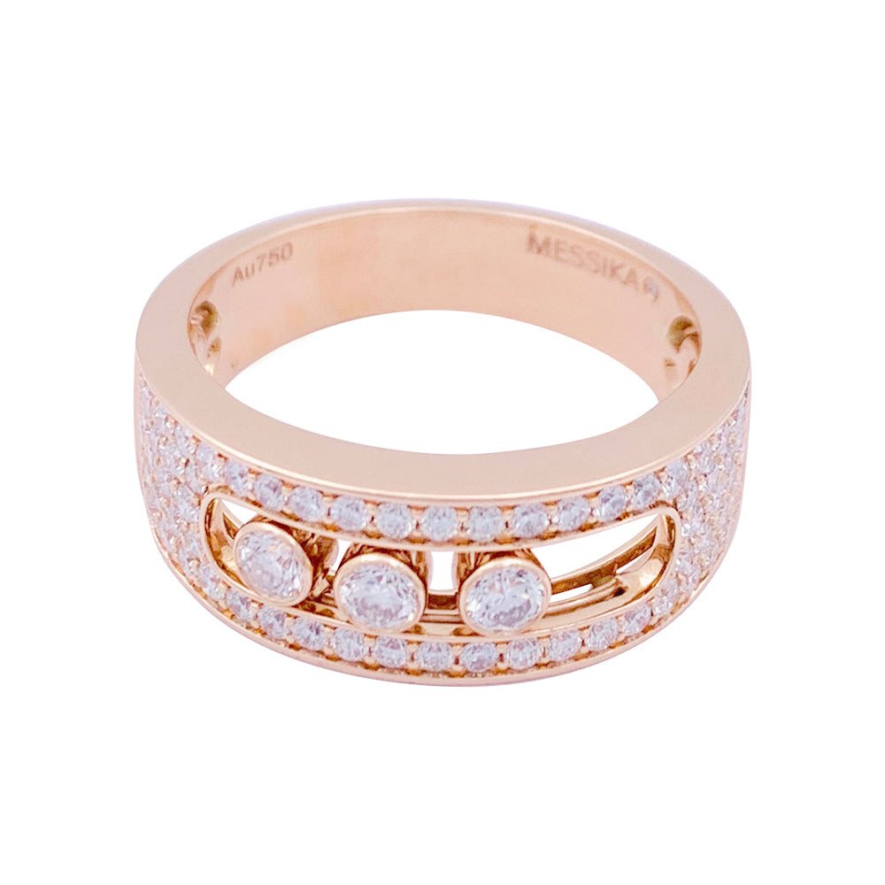Messika ring, "Move Joaillerie Pavée", pink gold, diamonds.